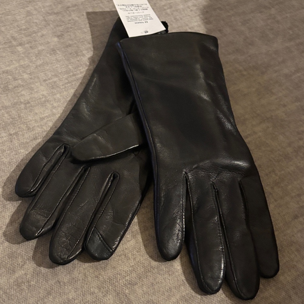 Lands' End Classic Black Leather Gloves